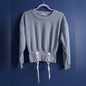 Gray Lace-Up Women's Top